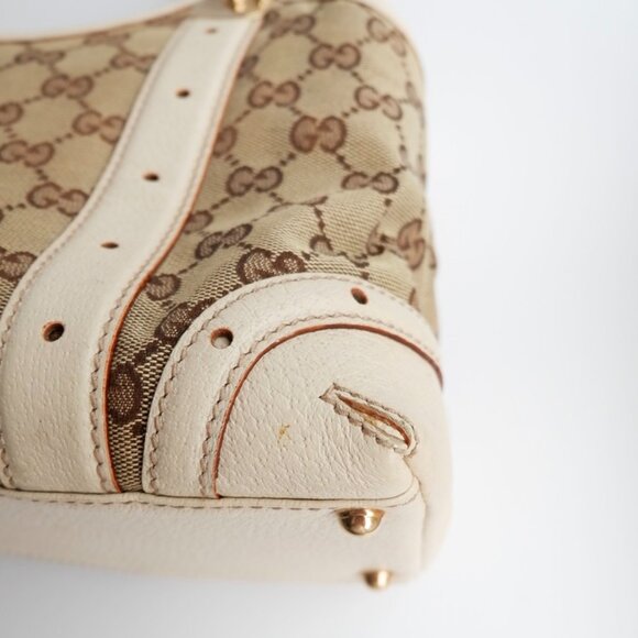 Authentic Preowned Gucci White GG Canvas/Leather Small Shoulder Bag - Picture 13 of 16